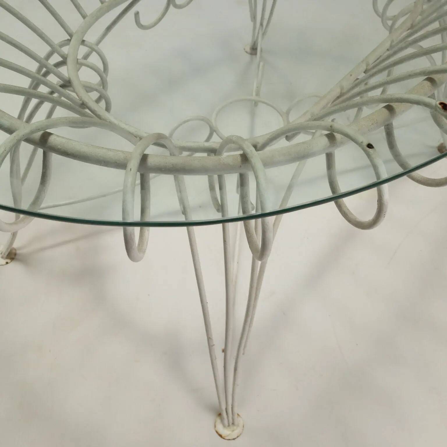 Vintage white enamelled iron garden table, Italy, 1960s