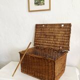 Old wicker basket with closure and handle