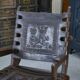Armchair with ottoman by Angel Pazmino in wood and brown leather 1960's