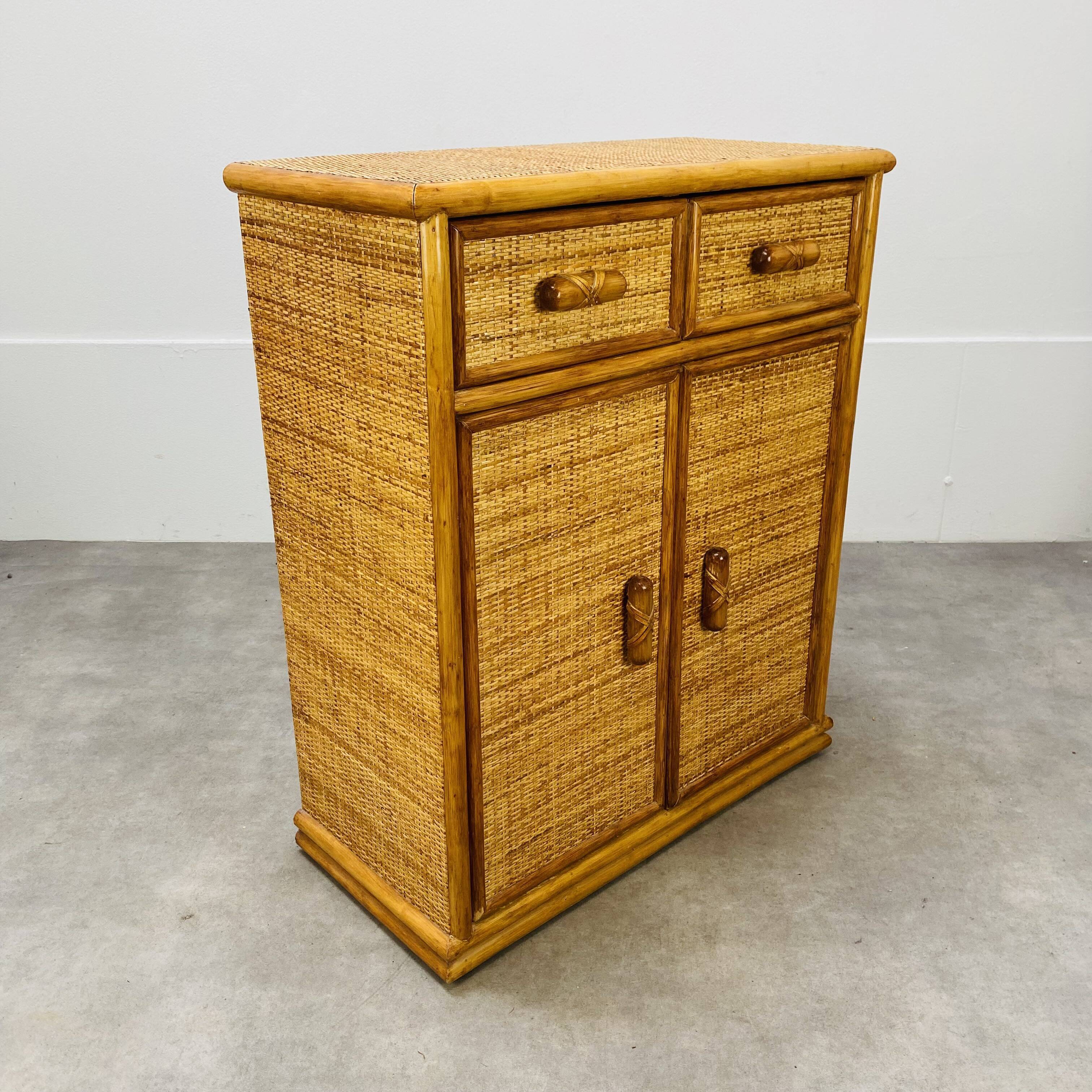 Rattan chest of drawers 60s