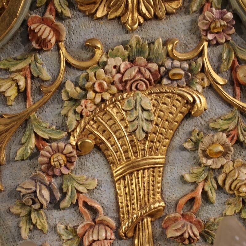 Pair of lacquered and gilded Italian Louis XVI style wall lamps