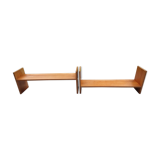 Pair of teak wall shelves