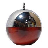 Ice bucket in the shape of an apple, chrome metal and red Bakelite, France, 70s