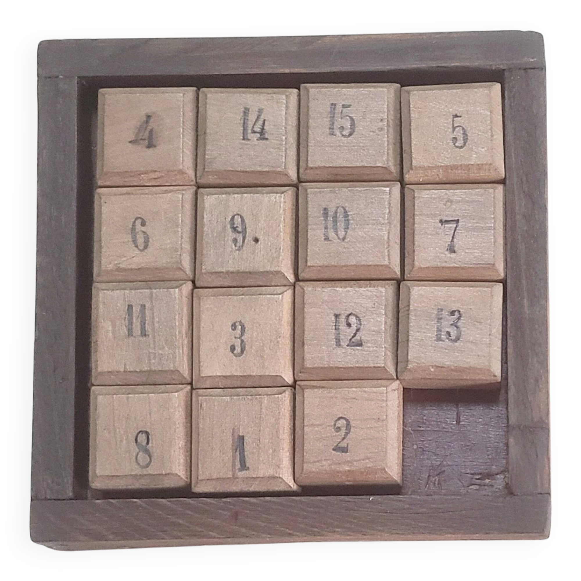 Antique wooden sliding puzzle - Popular art from the late 19th century - Complete