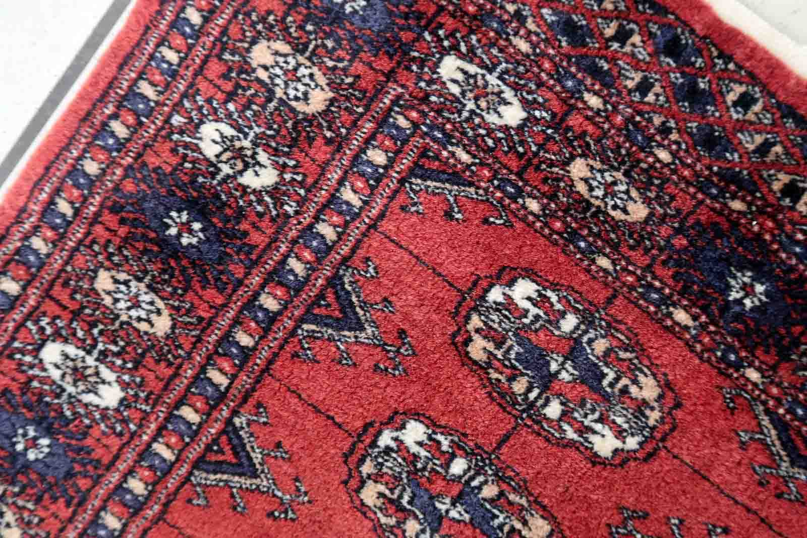 Handmade vintage rug Uzbek Bukhara 81cm x 119cm 1970s