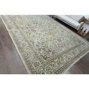 1960s Vintage Persian Handmade Wool Cotton Beige Area Rug 292x395