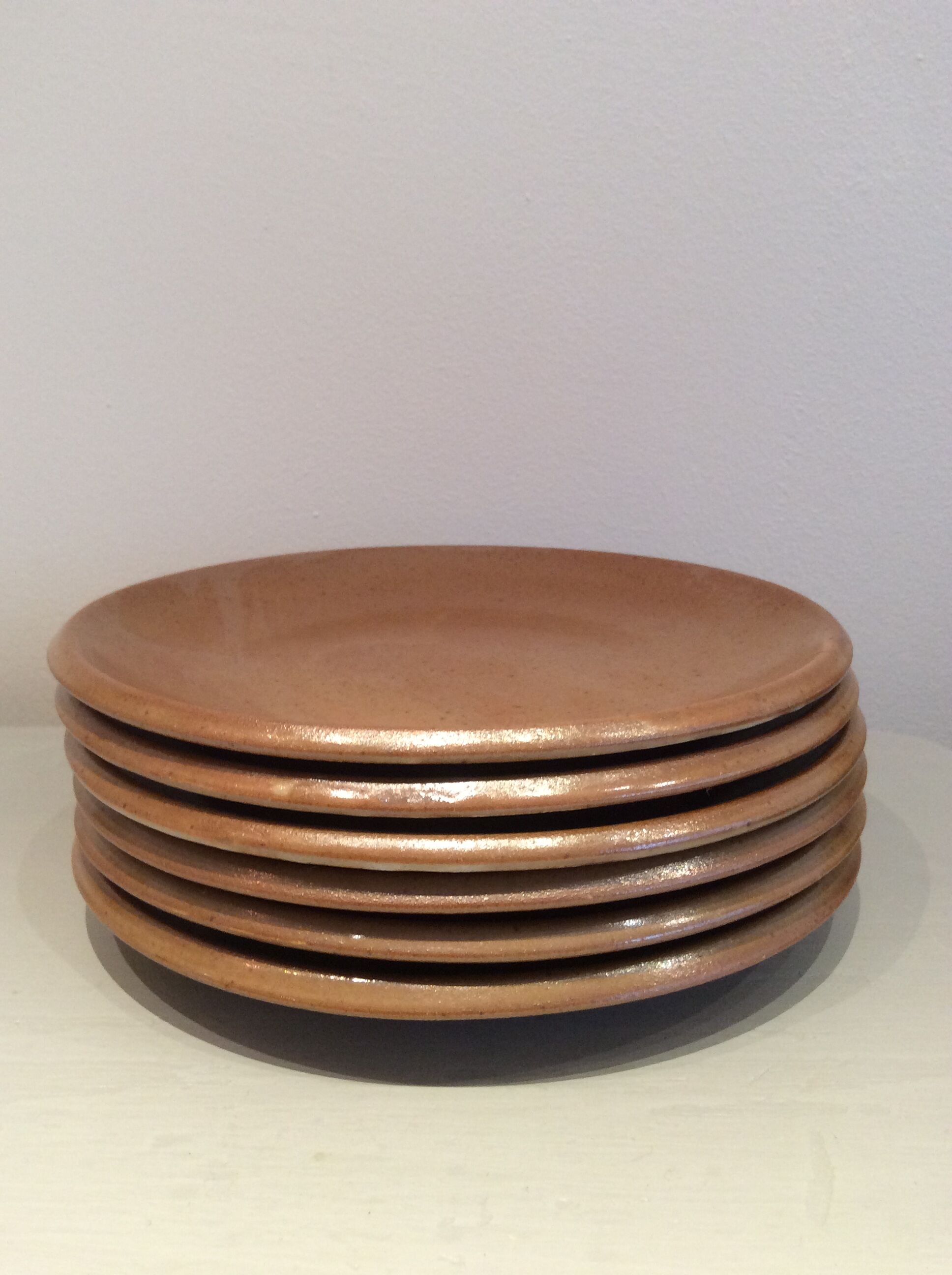 6 assiettes à desset en grès vintage