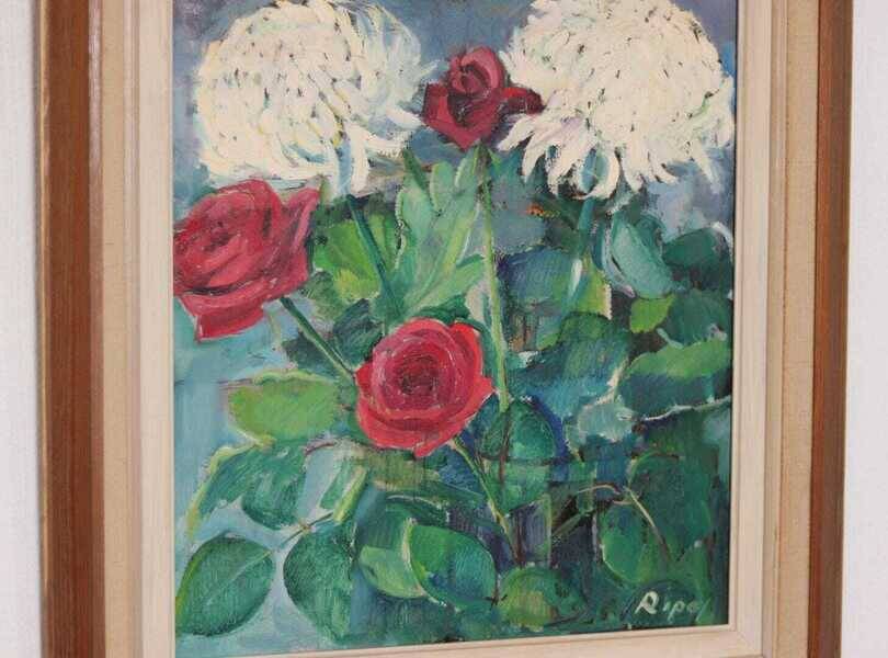 Original mid-century Swedish oil on panel – “Bloomer” by Hans Ripa – vintage & framed – 61.5 × 53 cm
