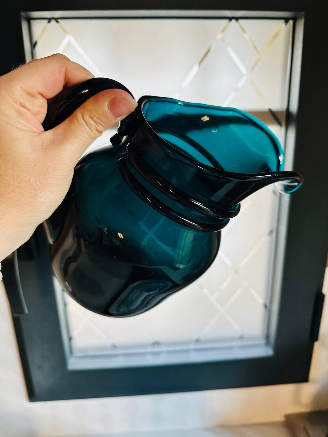 Vintage turquoise blue carafe
