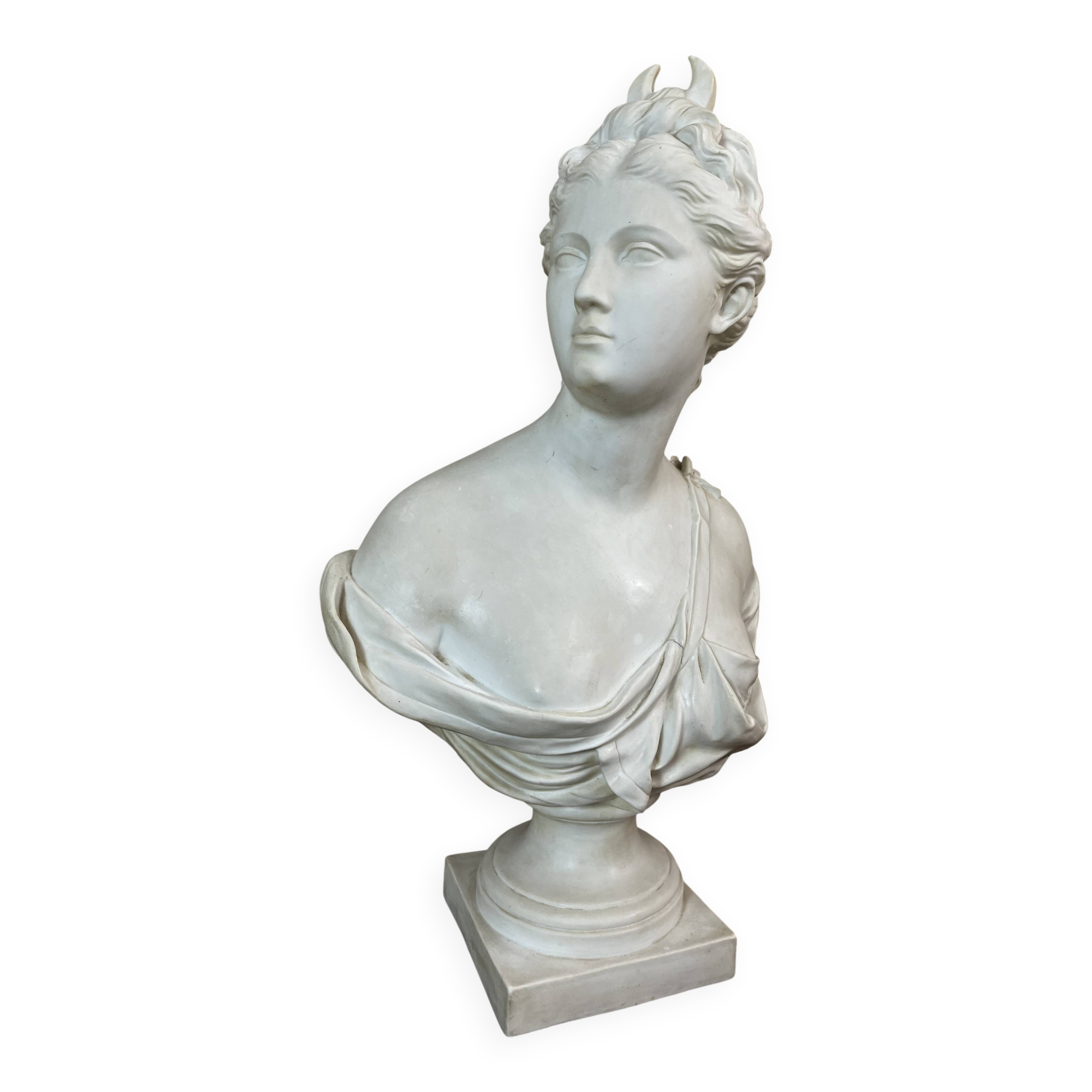 Bust of a woman in Biscuit signed