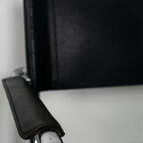 Black leather cantilever armchair 70s-80s