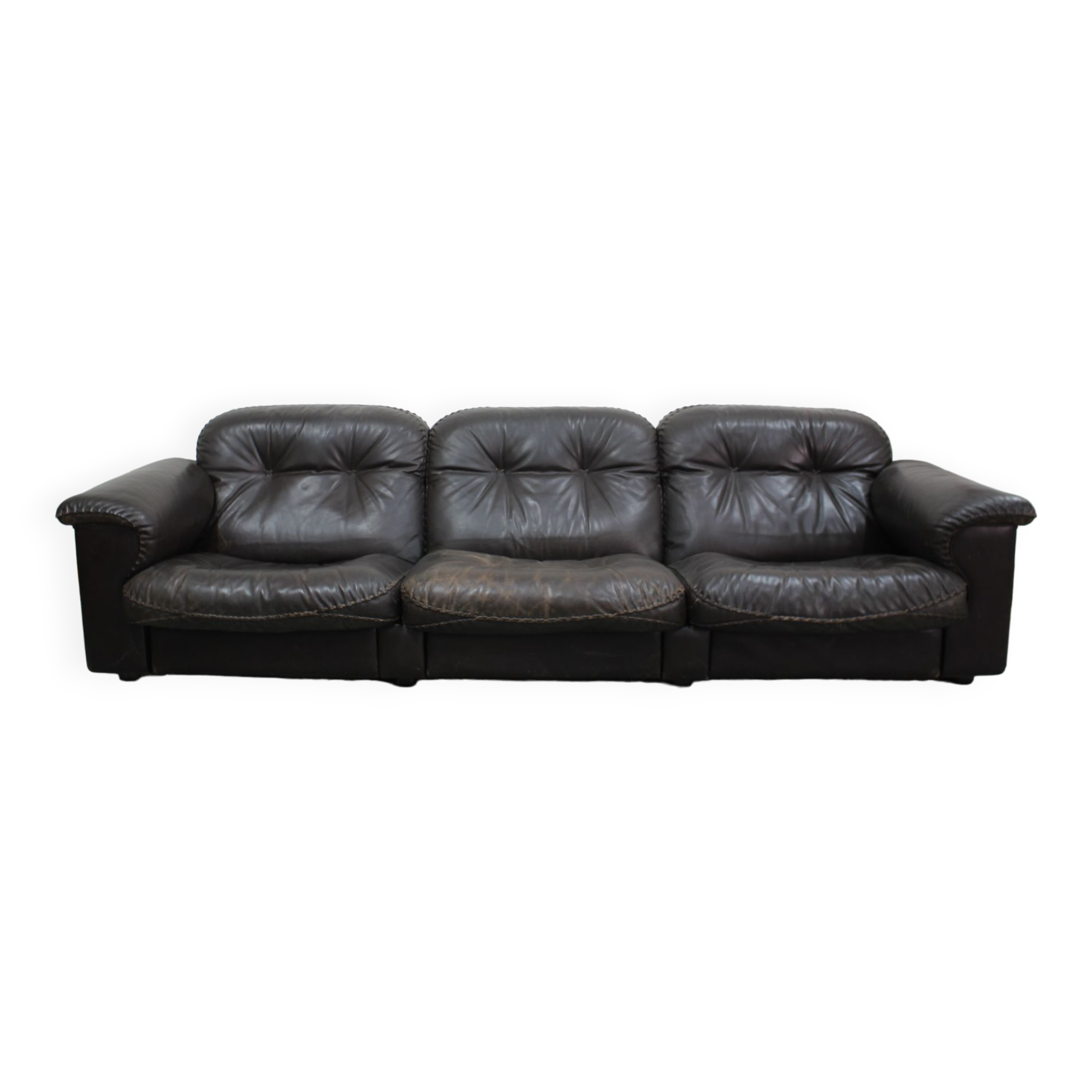 1970s  De Sede Adjustable Brown Leather 3-Seater Sofa  DS-110 James Bond