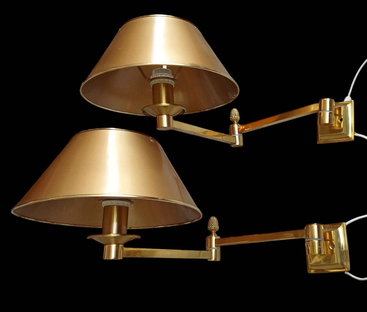 Pair of Empire pine cone gilded metal articulated wall lights