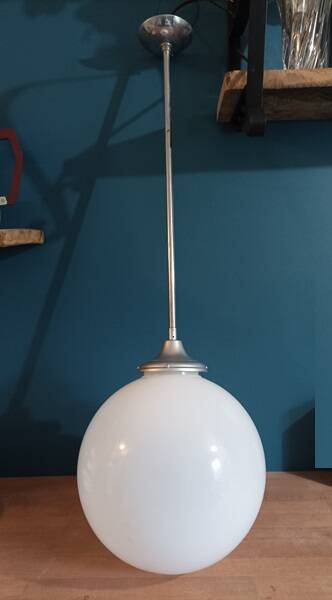 Chandelier suspension ceiling light globe white metal