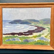 Original Swedish Oil on Panel – “Coastal Landscape” by Curt Rydell – Signed – Vintage & Framed – 33 × 40 cm (13" × 15.7")