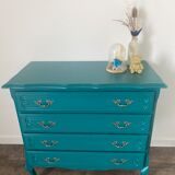 Vintage chest of drawers with a duck blue makeover