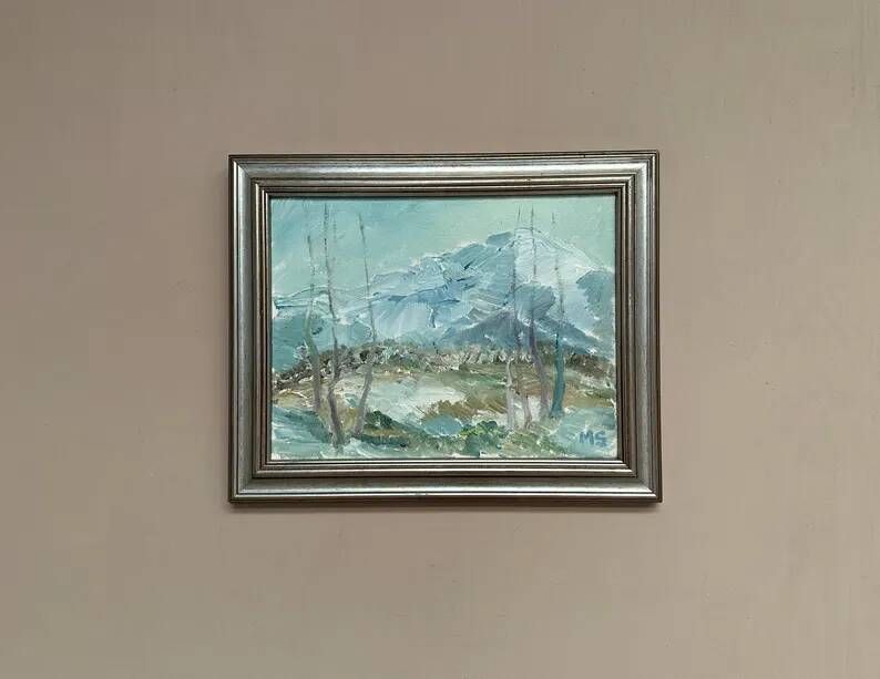 Original Swedish Oil Painting - "Nature Scene" by Maja Sjöberg - Signed - Vintage and Framed - 35.5 × 43.5 cm (14" × 17.1")