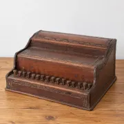 Antique carved wooden cigarette box – Functional push-button dispenser