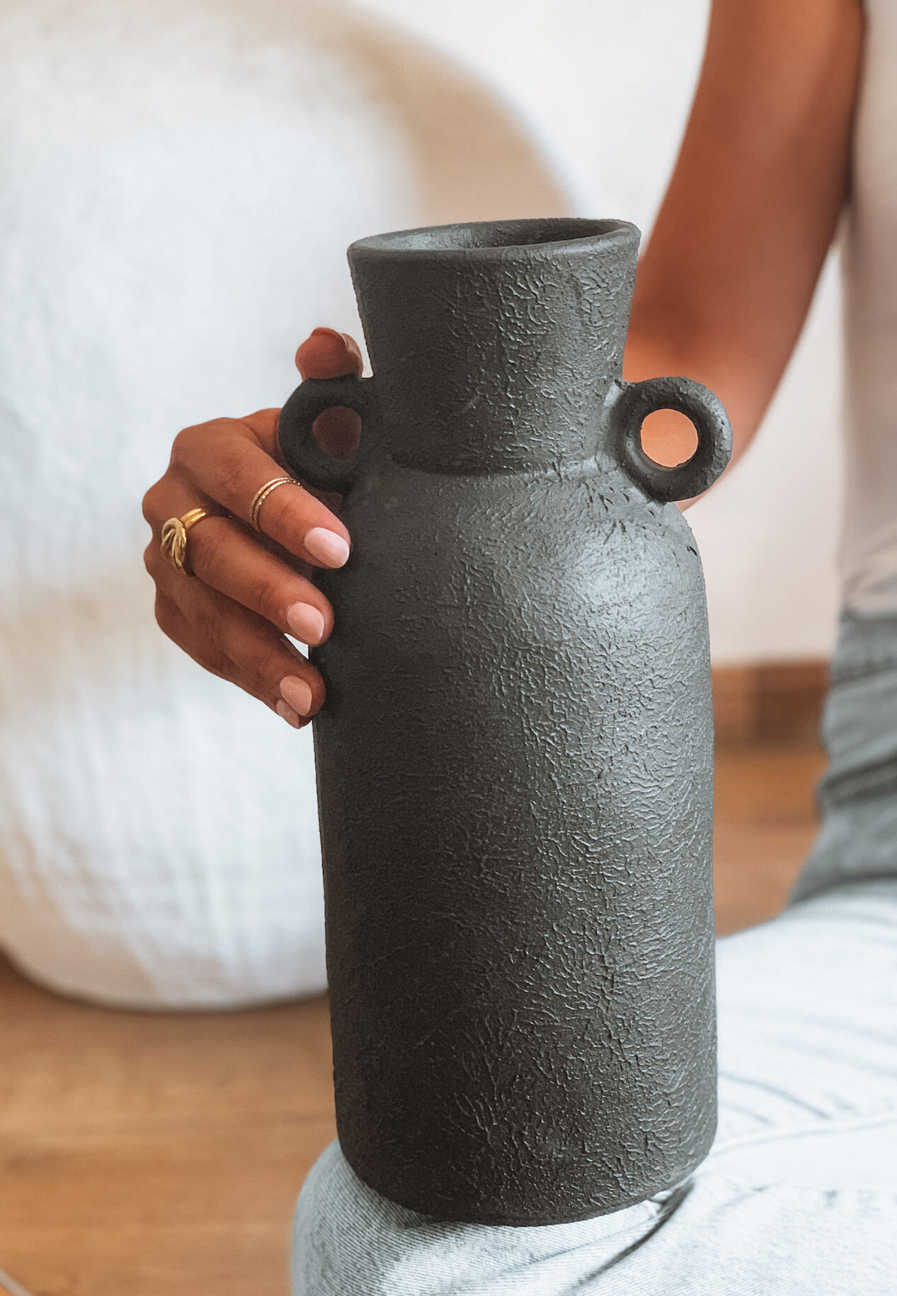 Black ceramic vase