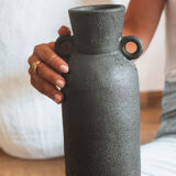 Black ceramic vase