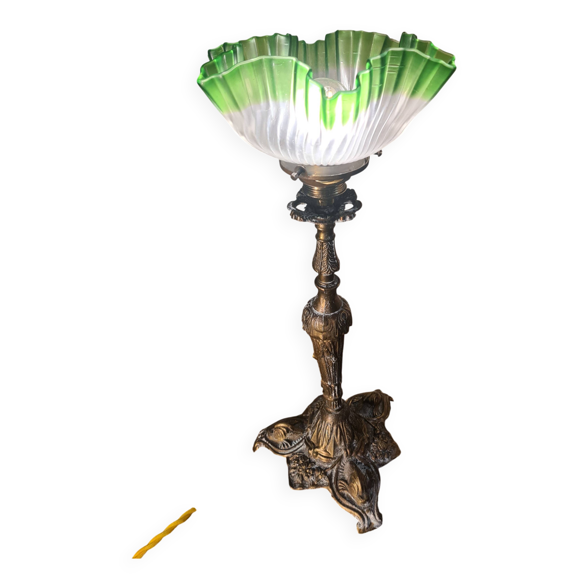 brass lamp Italy 39x17 beautiful antique tulip 1900