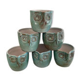 Set 6 mugs hibou en céramique vintage
