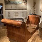 Set of 19th Century Italian Empire Flamed Walnut Sleigh Beds or Daybeds