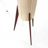 Lampadaire des années 60 avec base de fusée en bois de teck