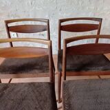 4 Mcintosh teak and velvet fabric chairs vintage 1960