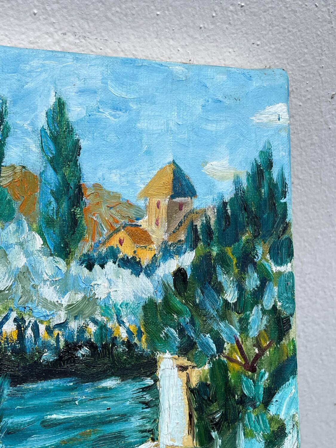 Old landscape painting oil on canvas