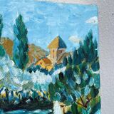 Old landscape painting oil on canvas