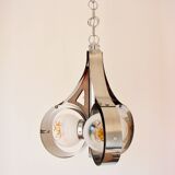 Mazzega Murano pendant lamp, Italy, 1970s – chrome and art glass