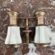 Pair of binoculars, theater, opera, mother-of-pearl, gilded brass, early twentieth century, curiosity object, showcase