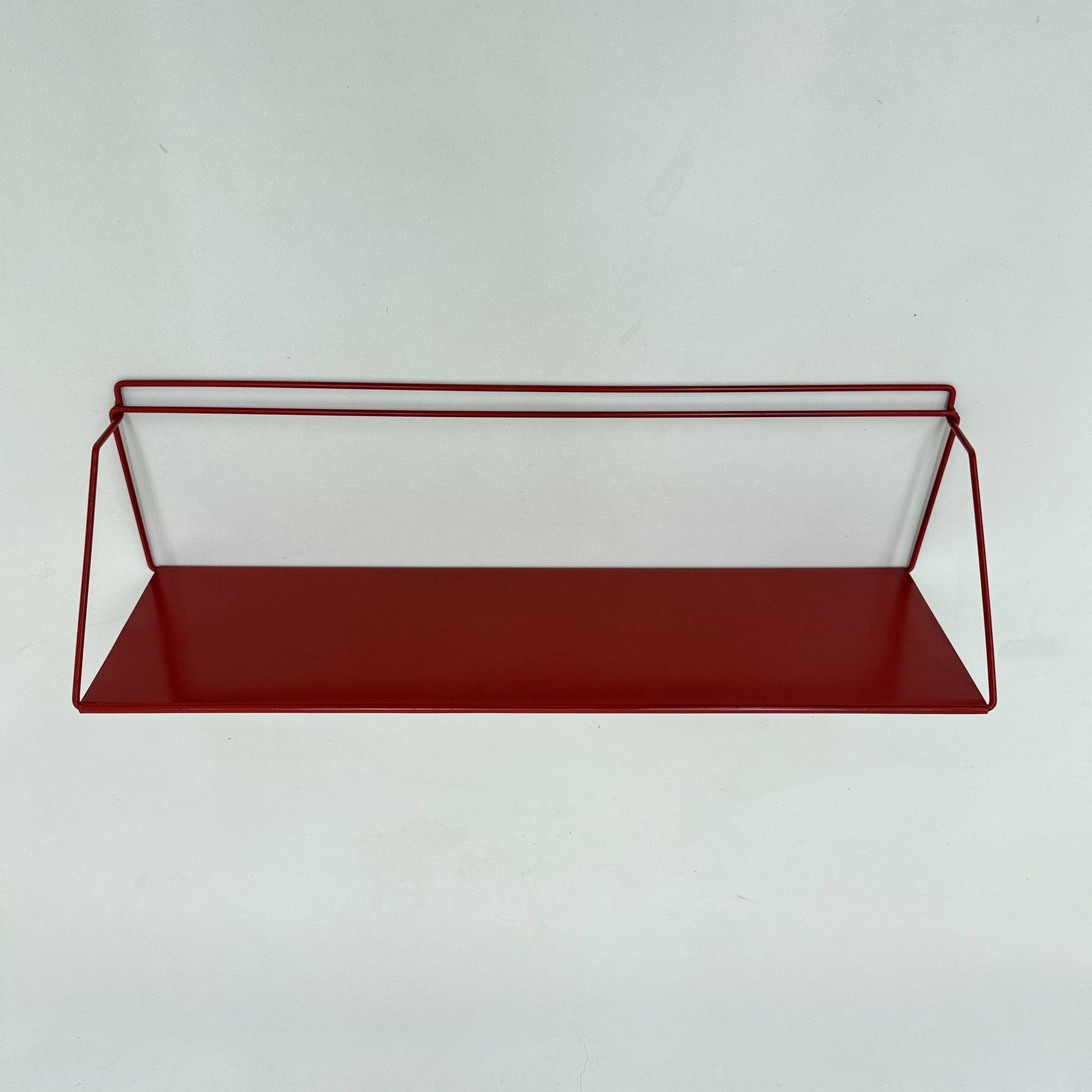 Vintage red metal wall unit book shelf , 1970s