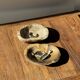Dark beige oval petrified wood bowl 25x19 - 3782
