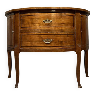 Louis XV / Louis XVI Transition style half-moon chest of drawers in marquetry mahogany