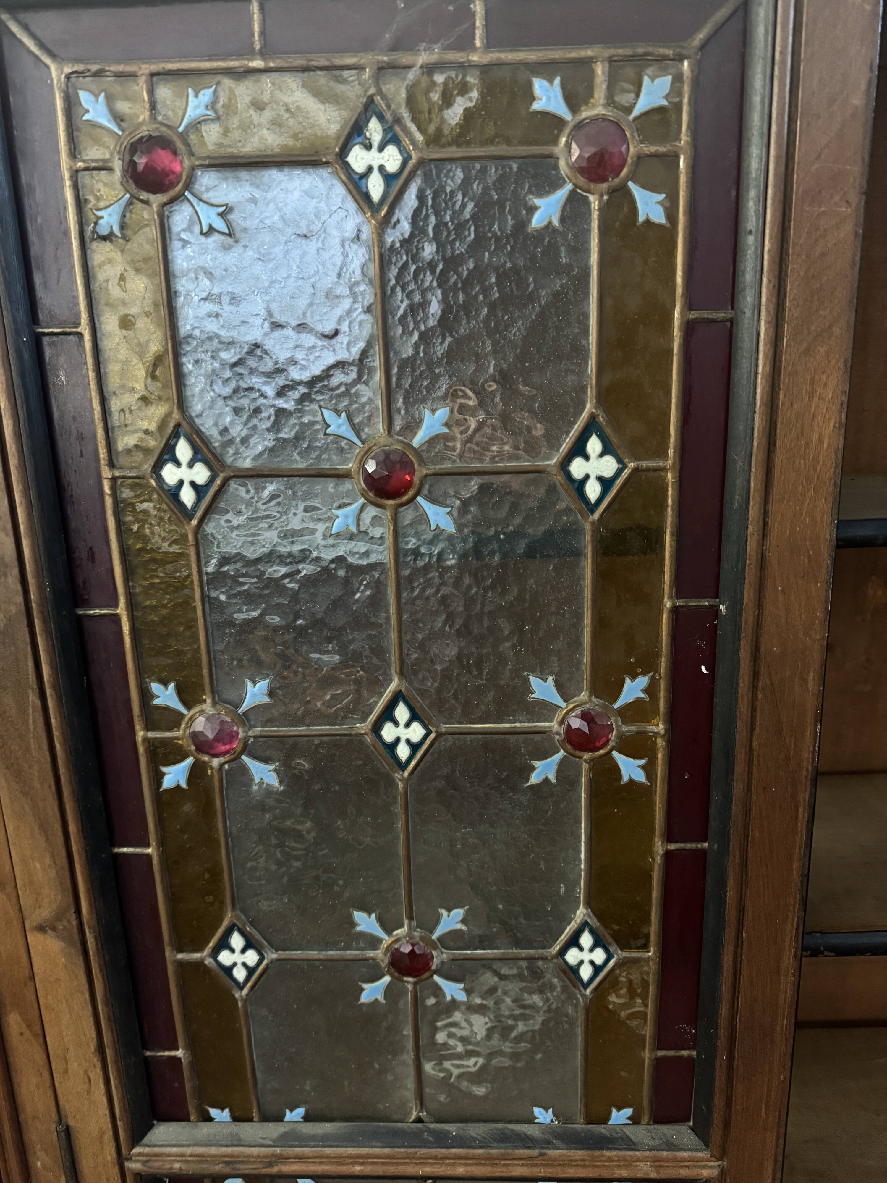 Antique presbytery display case – stained glass windows, religious inspiration