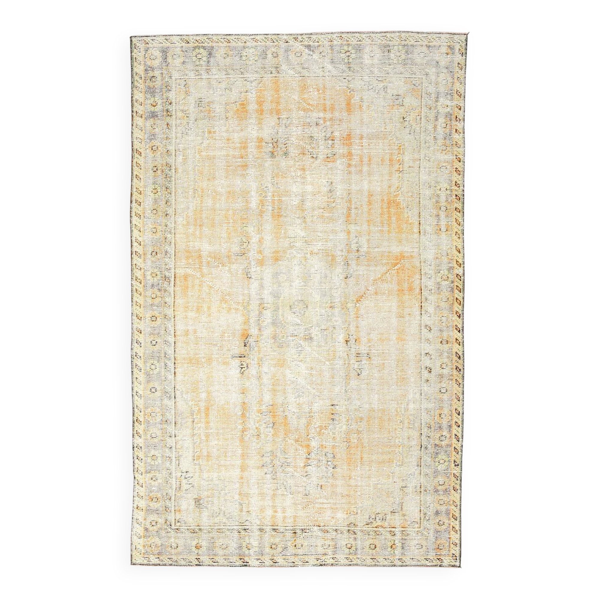 5x9 Vintage Oriental & Bordered Pattern Orange Turkish Rug, 170x274Cm