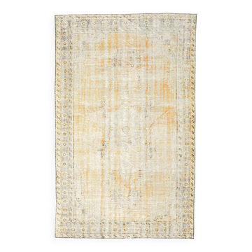 5x9 Vintage Oriental & Bordered Pattern Orange Turkish Rug, 170x274Cm