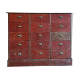 Meuble de métier d'atelier patine rouge