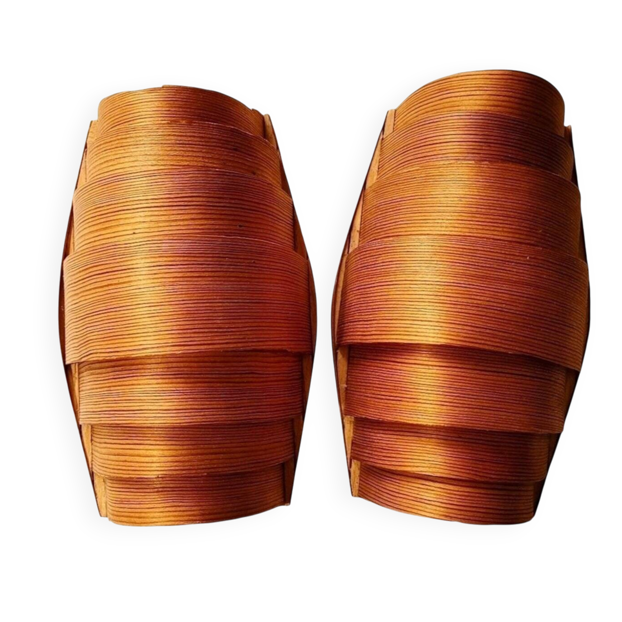 Vintage Danish pine wall lamps, 1960s, set of 2