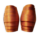 Vintage Danish pine wall lamps, 1960s, set of 2
