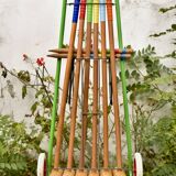 Old large wooden croquet game - metal cart - 1970