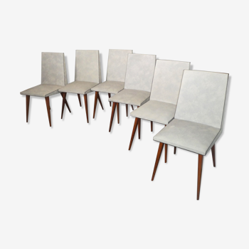 Set de 6 chaises skaï 1960