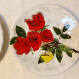 Set of 2 glazed ceramic dessert plates signed ZINGARO - Italy 1960s