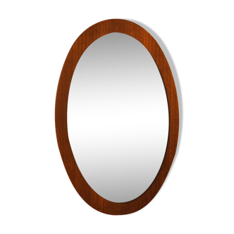 Miroir ovale scandinave en teck 57 x 37 cm