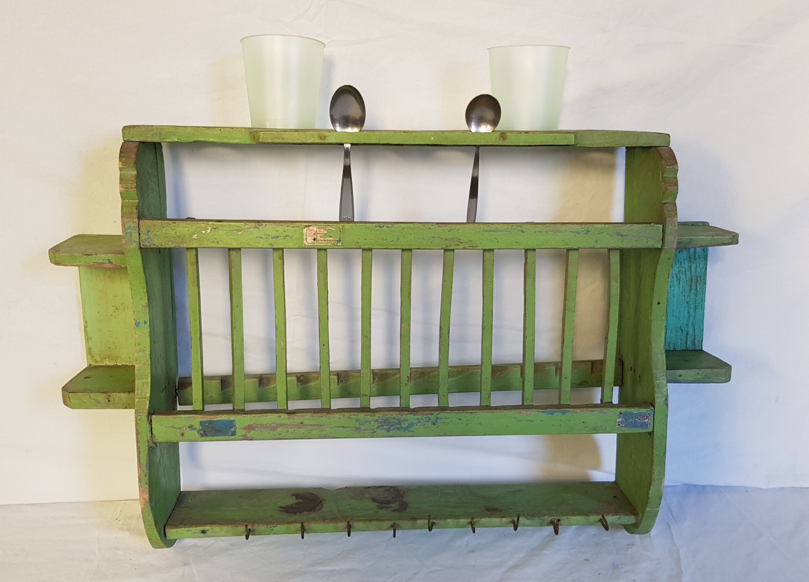 Old wall shelf - Burmese teak rack - 62.5 x 11.5 x 40 cm
