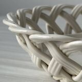 Woven white ceramic basket