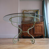 Roundtable, glass and wrought iron