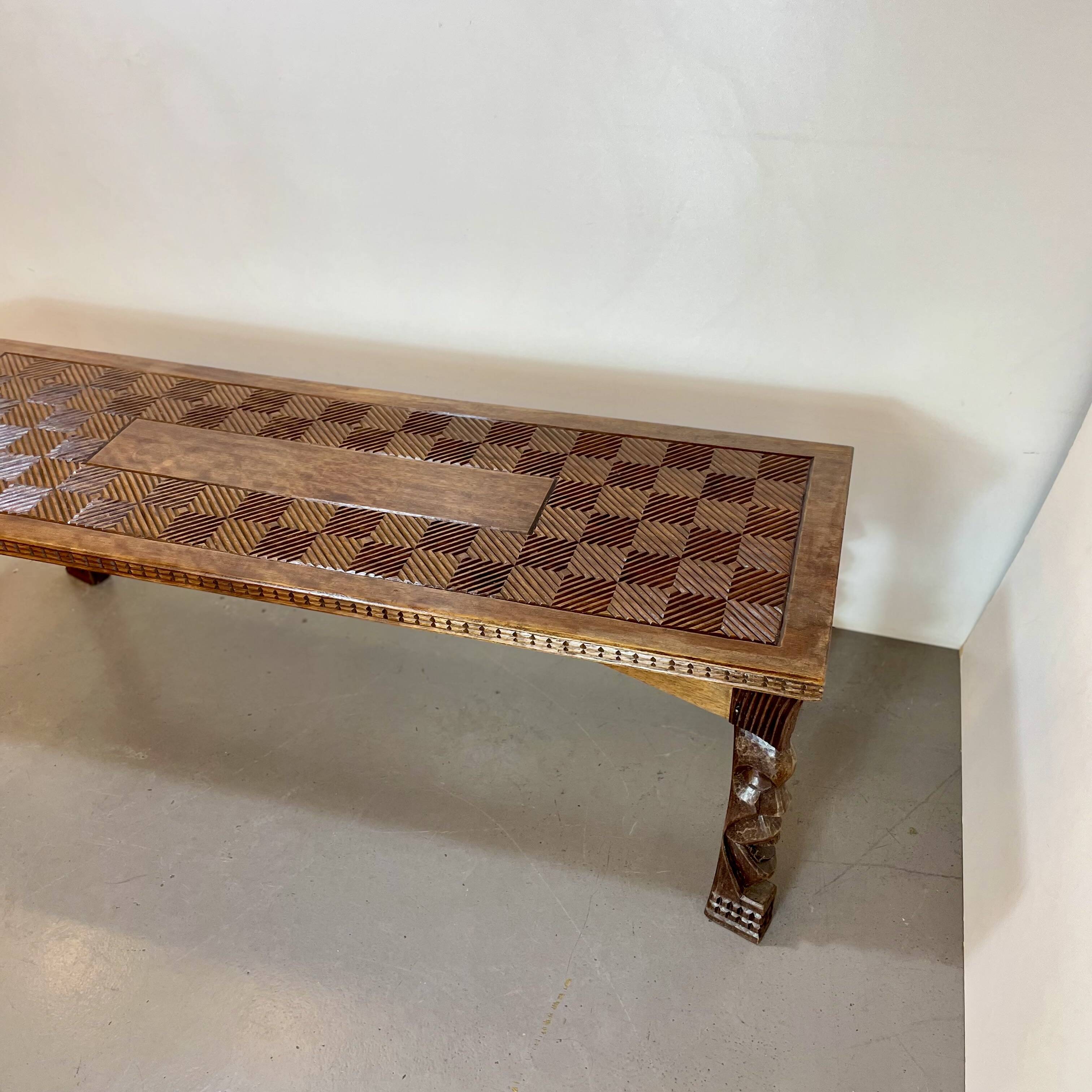 Hand-carved Congolese coffee table, 1989